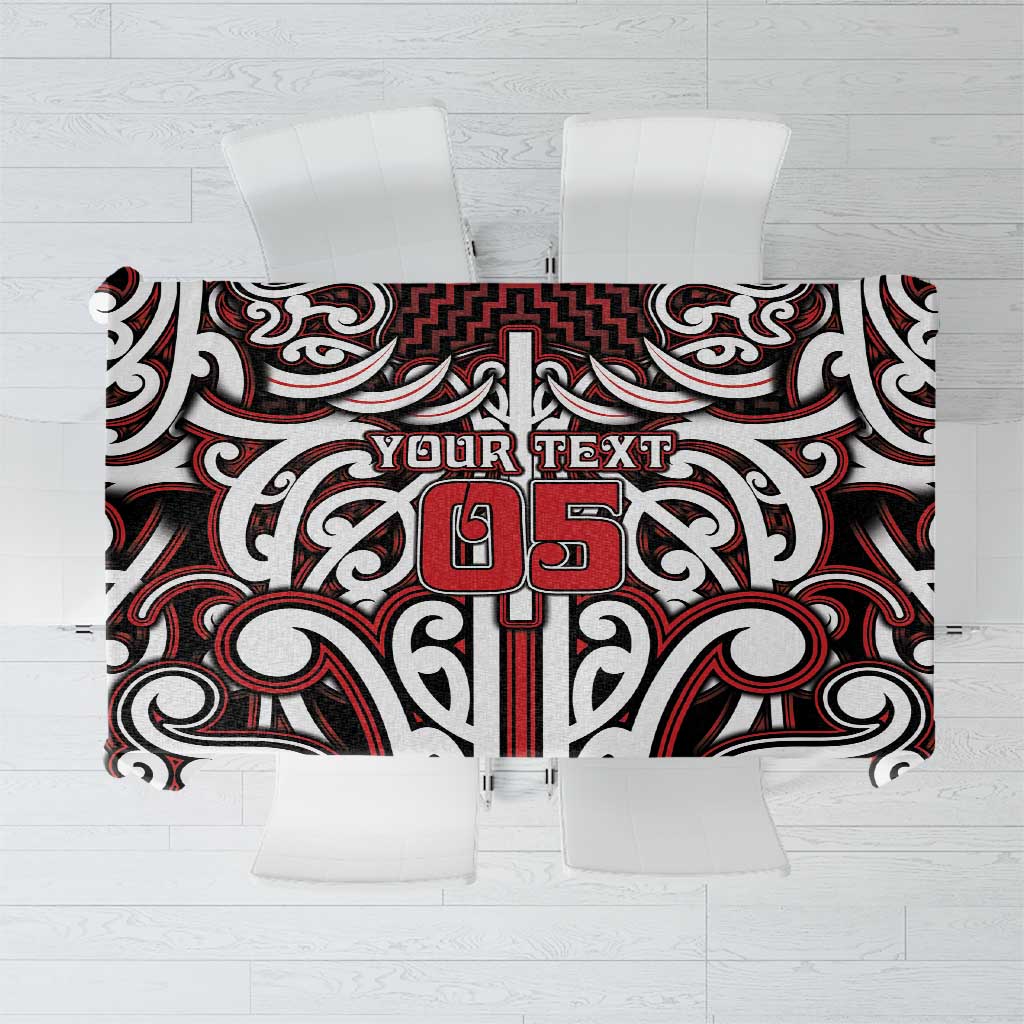Custom Aotearoa Ngapuhi Tablecloth Maori Tribal Pattern Mix Poutama LT05 Red - Polynesian Pride
