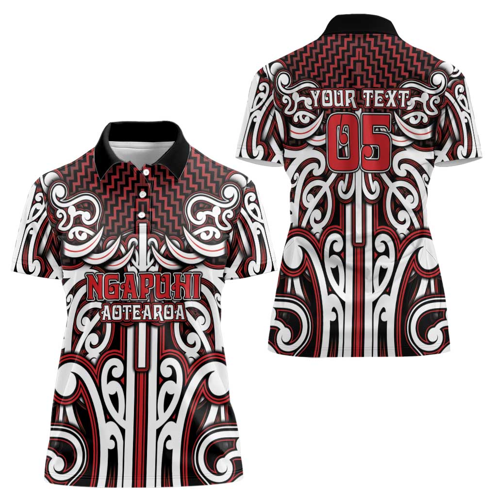Custom Aotearoa Ngapuhi Women Polo Shirt Maori Tribal Pattern Mix Poutama LT05 - Polynesian Pride