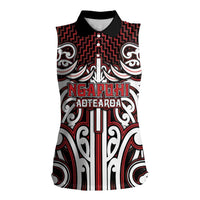 Custom Aotearoa Ngapuhi Women Sleeveless Polo Shirt Maori Tribal Pattern Mix Poutama LT05 Female Red - Polynesian Pride
