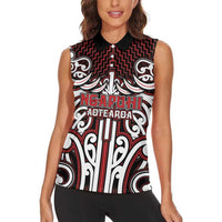Custom Aotearoa Ngapuhi Women Sleeveless Polo Shirt Maori Tribal Pattern Mix Poutama LT05 - Polynesian Pride
