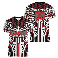 Custom Aotearoa Ngapuhi Women V-Neck T-Shirt Maori Tribal Pattern Mix Poutama