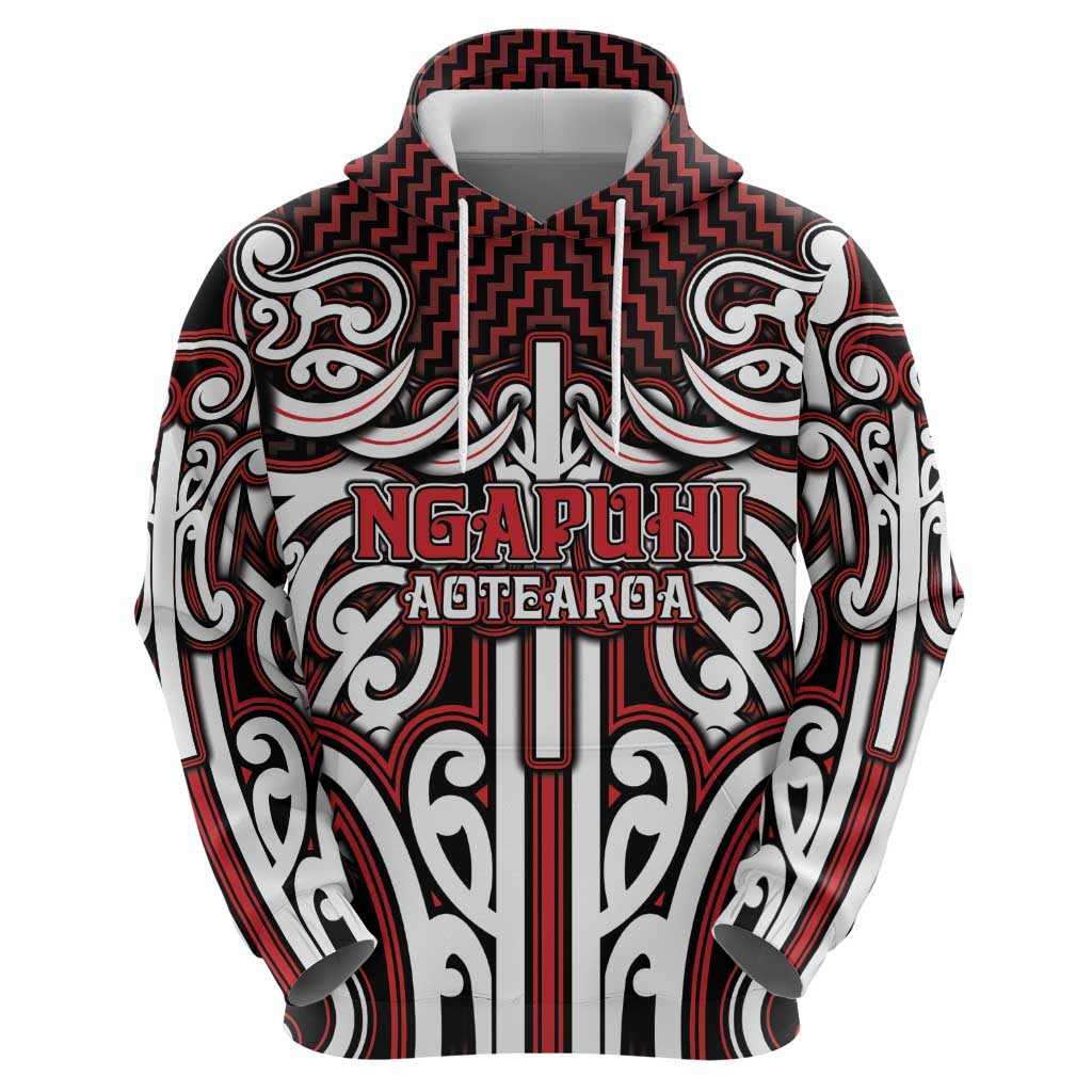 Custom Aotearoa Ngapuhi Zip Hoodie Maori Tribal Pattern Mix Poutama