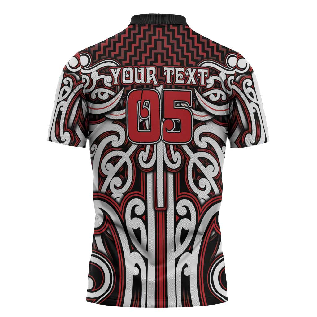 Custom Aotearoa Ngapuhi Zipper Polo Shirt Maori Tribal Pattern Mix Poutama LT05 - Polynesian Pride