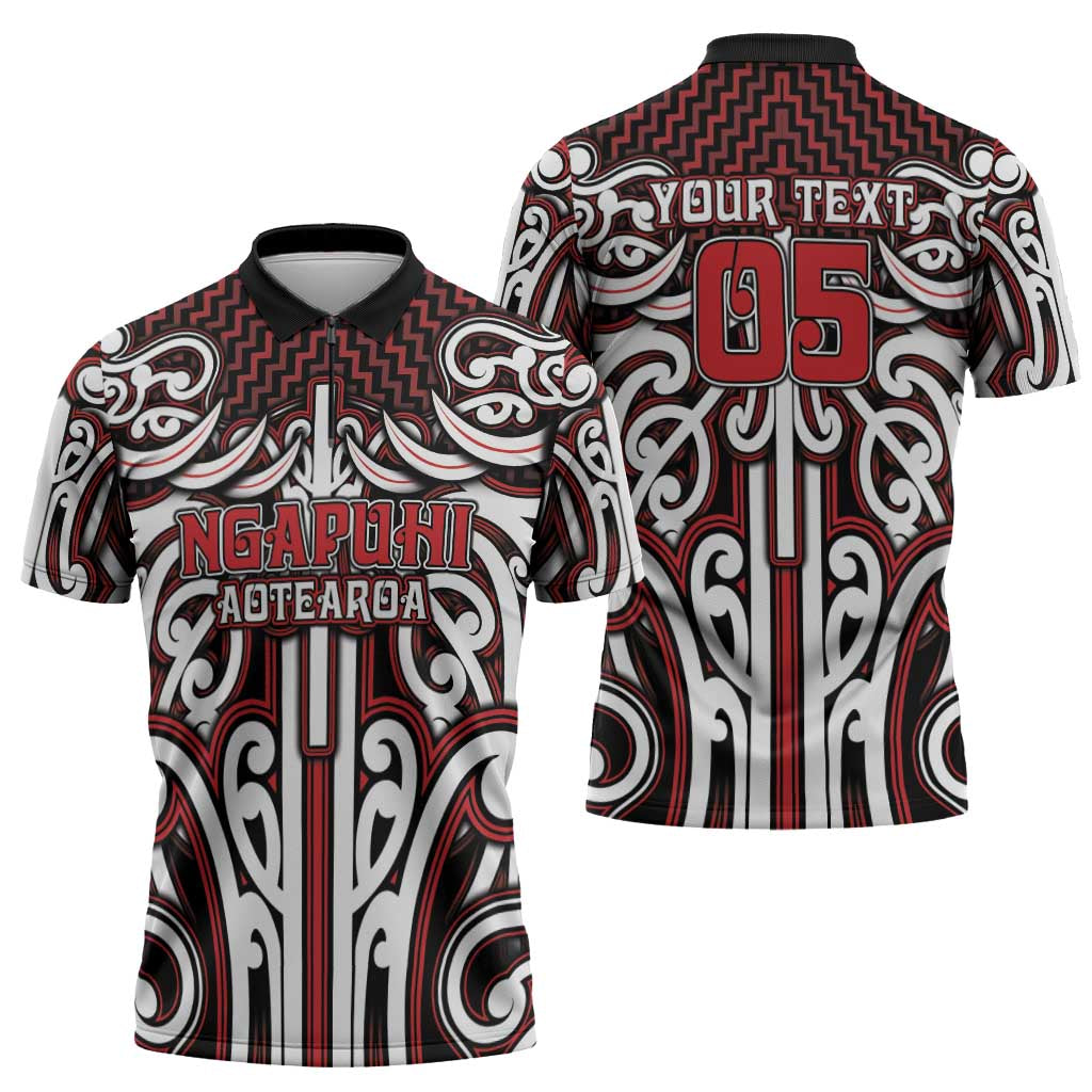 Custom Aotearoa Ngapuhi Zipper Polo Shirt Maori Tribal Pattern Mix Poutama LT05 - Polynesian Pride