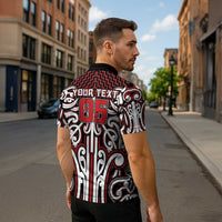 Custom Aotearoa Ngapuhi Zipper Polo Shirt Maori Tribal Pattern Mix Poutama LT05 - Polynesian Pride