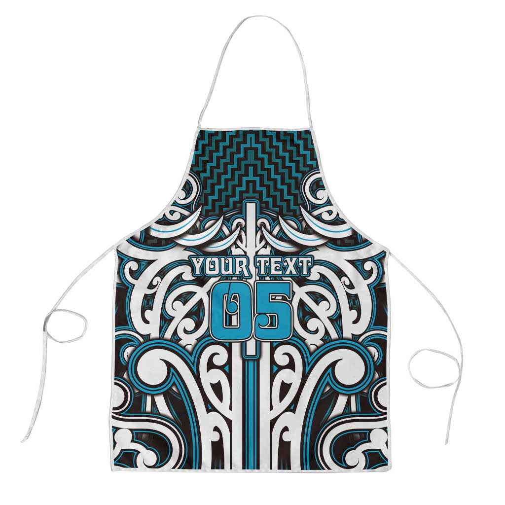 Custom Aotearoa Ngati Porou Apron Maori Tribal Pattern Mix Poutama LT05 Blue - Polynesian Pride