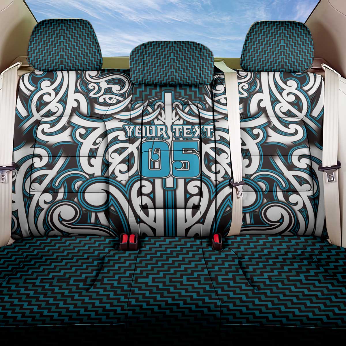 Custom Aotearoa Ngati Porou Back Car Seat Cover Maori Tribal Pattern Mix Poutama LT05 One Size Blue - Polynesian Pride