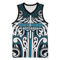 Custom Aotearoa Ngati Porou Basketball Jersey Maori Tribal Pattern Mix Poutama LT05 Unisex Blue - Polynesian Pride