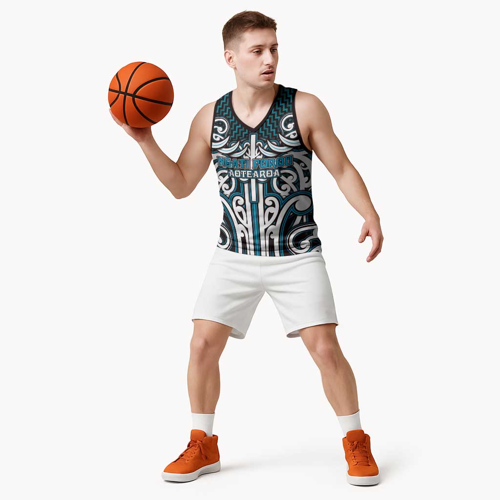 Custom Aotearoa Ngati Porou Basketball Jersey Maori Tribal Pattern Mix Poutama LT05 - Polynesian Pride