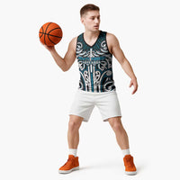 Custom Aotearoa Ngati Porou Basketball Jersey Maori Tribal Pattern Mix Poutama LT05 - Polynesian Pride