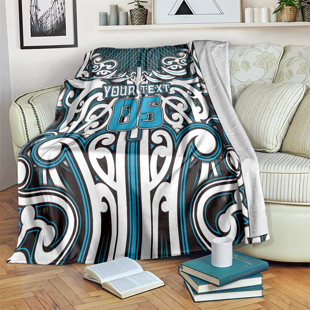 Custom Aotearoa Ngati Porou Blanket Maori Tribal Pattern Mix Poutama LT05 Blue - Polynesian Pride