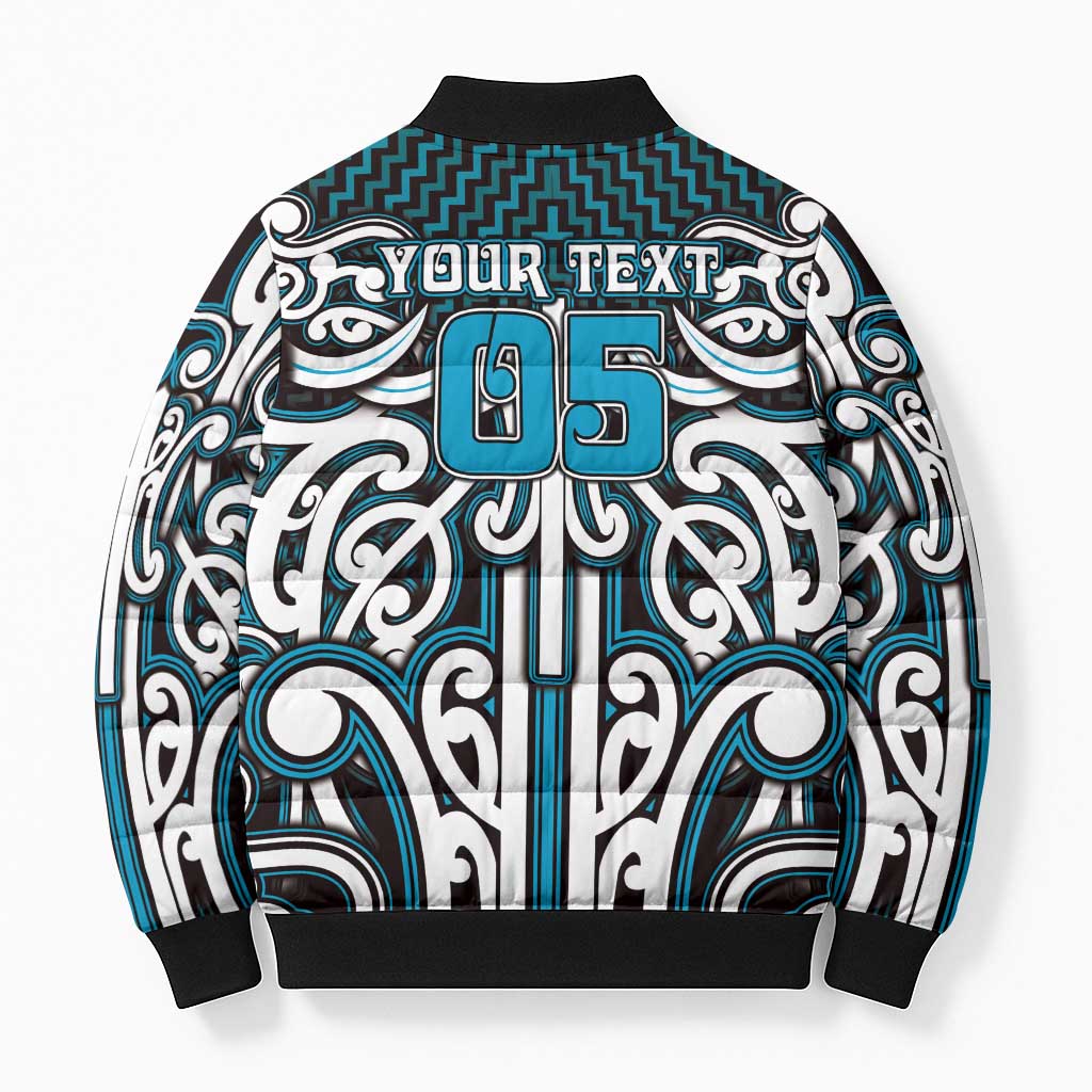 Custom Aotearoa Ngati Porou Bomber Puffer Jacket Maori Tribal Pattern Mix Poutama LT05 - Polynesian Pride