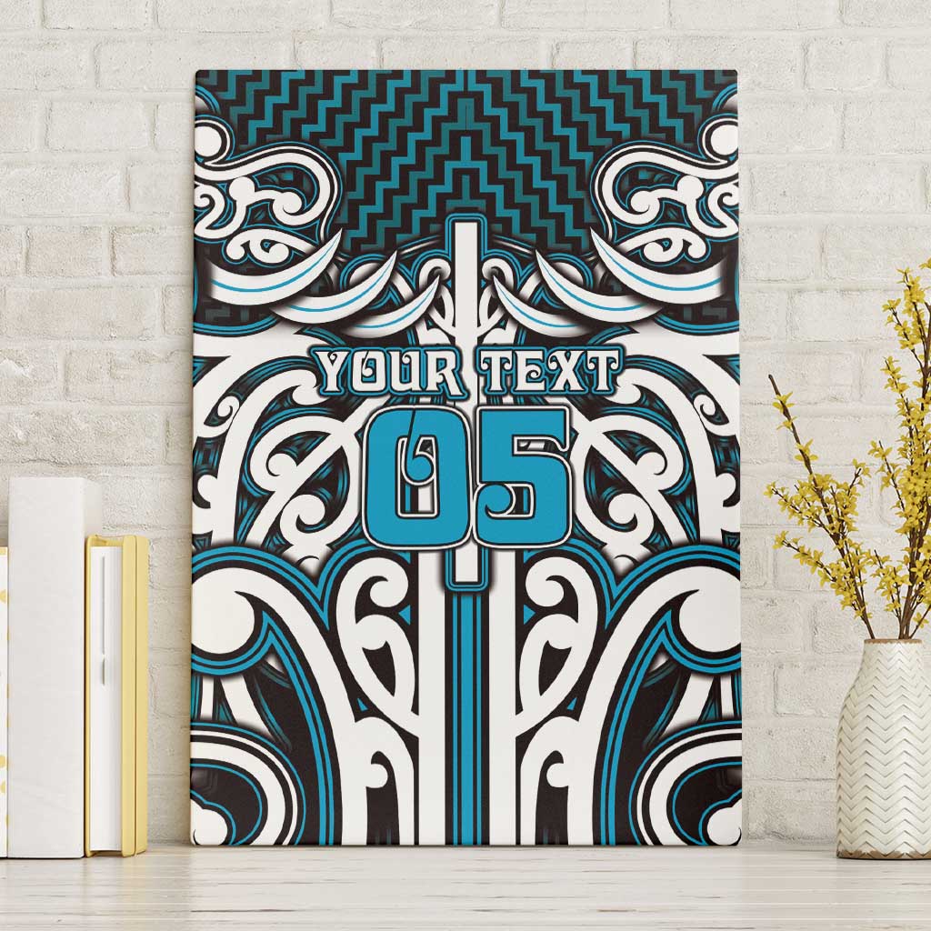 Custom Aotearoa Ngati Porou Canvas Wall Art Maori Tribal Pattern Mix Poutama LT05 Without Frame Blue - Polynesian Pride