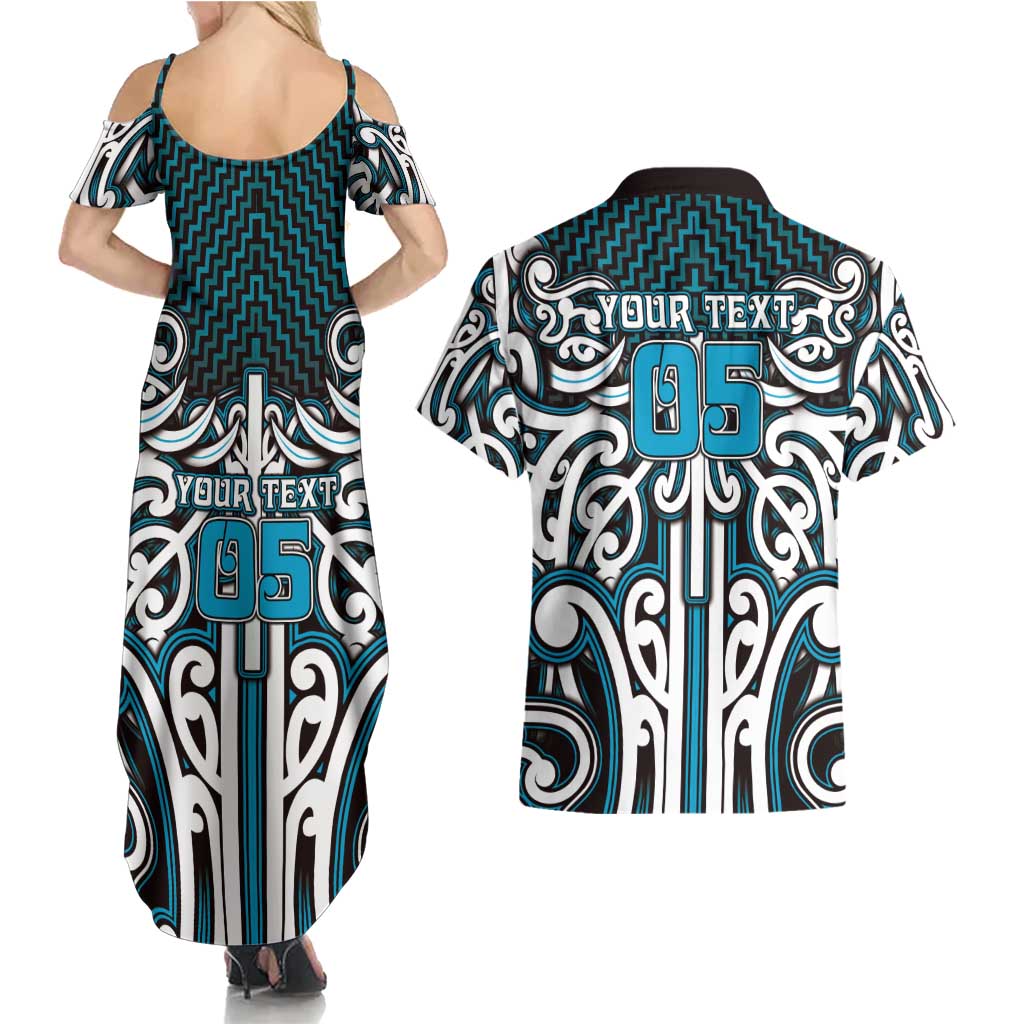 Custom Aotearoa Ngati Porou Couples Matching Summer Maxi Dress and Hawaiian Shirt Maori Tribal Pattern Mix Poutama