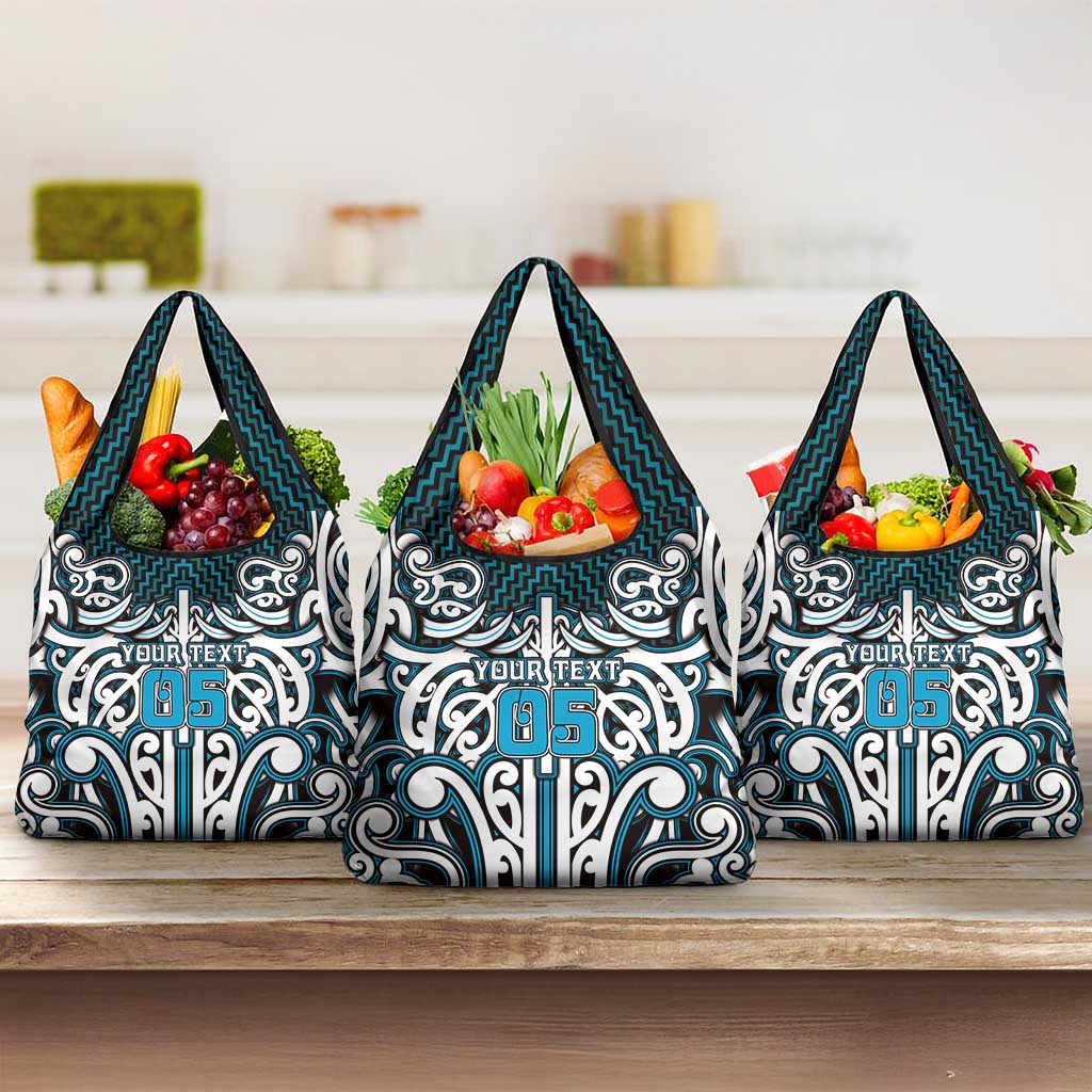 Custom Aotearoa Ngati Porou Grocery Bag Maori Tribal Pattern Mix Poutama LT05 3-pack One Size Blue - Polynesian Pride