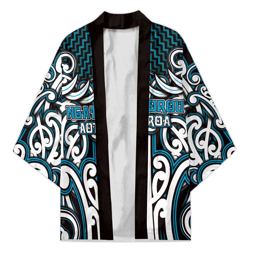Custom Aotearoa Ngati Porou Kimono Maori Tribal Pattern Mix Poutama LT05 Unisex Blue - Polynesian Pride