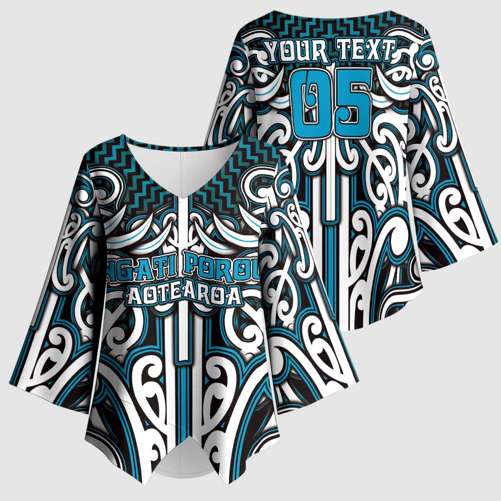 Custom Aotearoa Ngati Porou Kimono Sleeve Blouse Maori Tribal Pattern Mix Poutama LT05 - Polynesian Pride