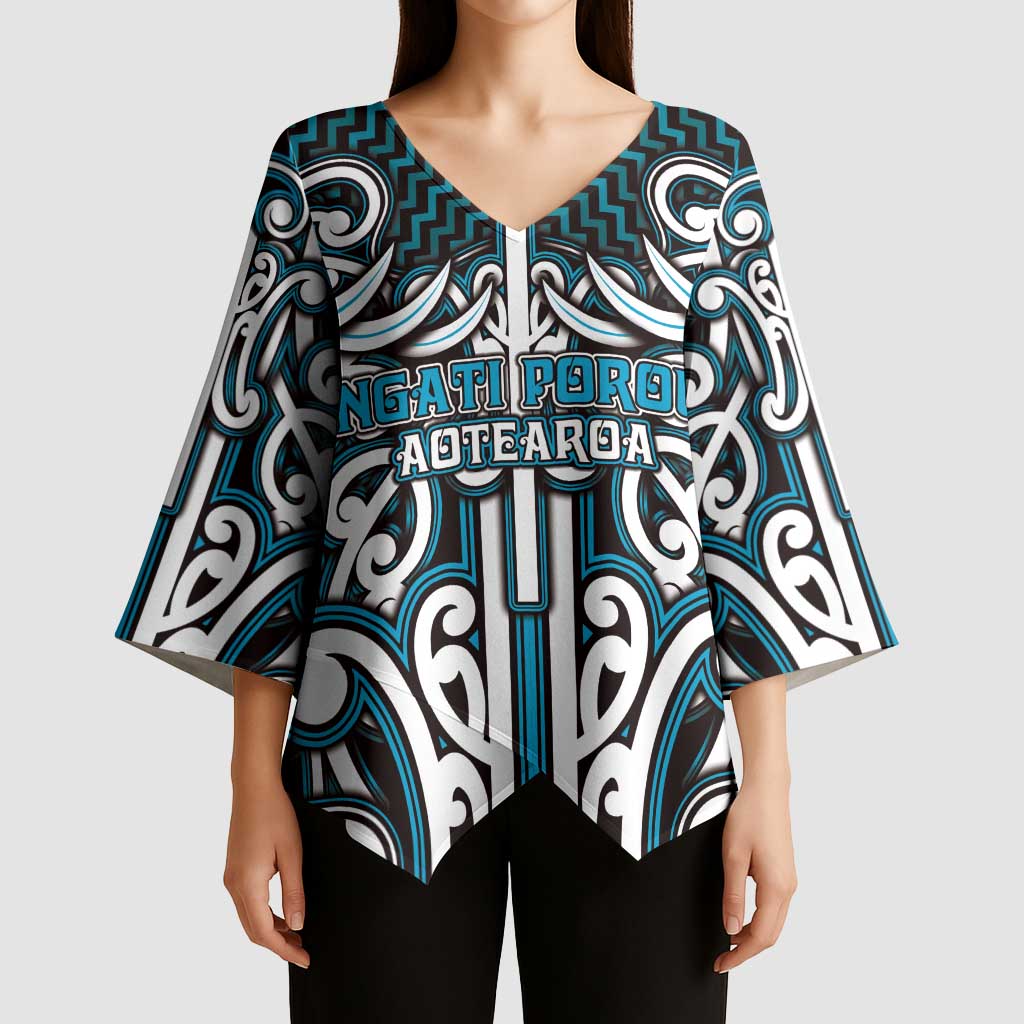 Custom Aotearoa Ngati Porou Kimono Sleeve Blouse Maori Tribal Pattern Mix Poutama LT05 - Polynesian Pride