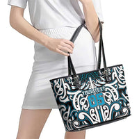 Custom Aotearoa Ngati Porou Leather Tote Bag Maori Tribal Pattern Mix Poutama LT05 - Polynesian Pride