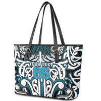 Custom Aotearoa Ngati Porou Leather Tote Bag Maori Tribal Pattern Mix Poutama LT05 - Polynesian Pride