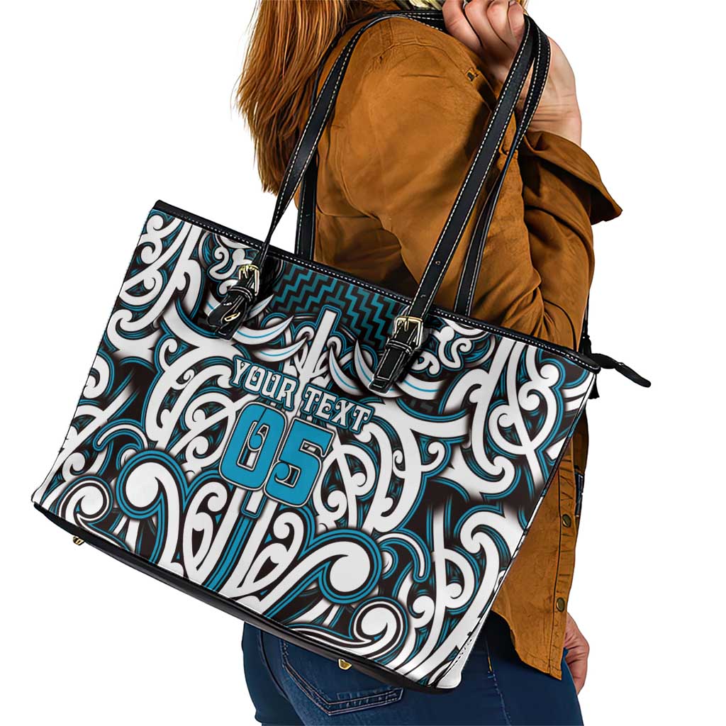 Custom Aotearoa Ngati Porou Leather Tote Bag Maori Tribal Pattern Mix Poutama LT05 - Polynesian Pride