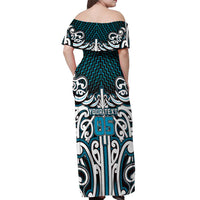 Custom Aotearoa Ngati Porou Off Shoulder Maxi Dress Maori Tribal Pattern Mix Poutama LT05 - Polynesian Pride