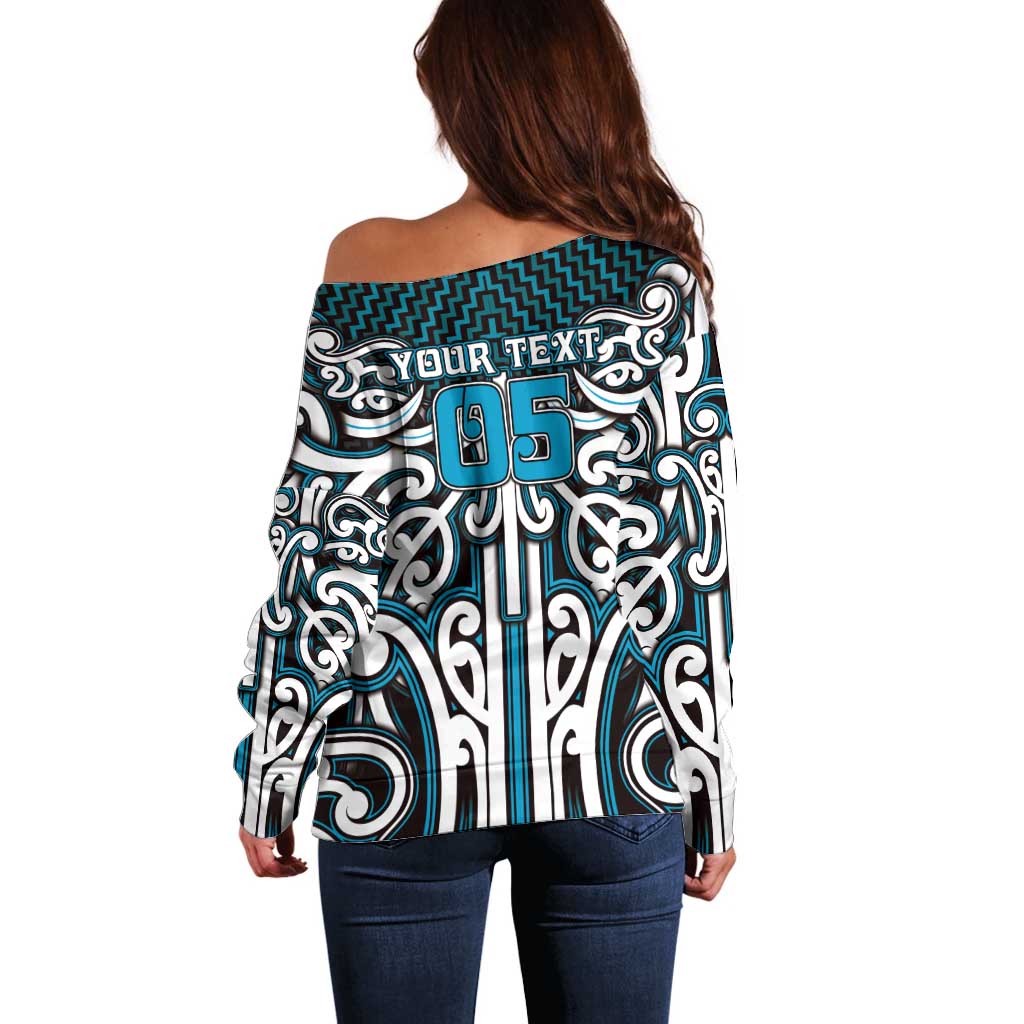 Custom Aotearoa Ngati Porou Off Shoulder Sweater Maori Tribal Pattern Mix Poutama LT05 - Polynesian Pride