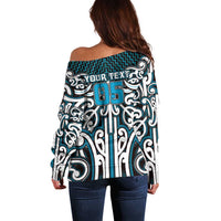 Custom Aotearoa Ngati Porou Off Shoulder Sweater Maori Tribal Pattern Mix Poutama LT05 - Polynesian Pride