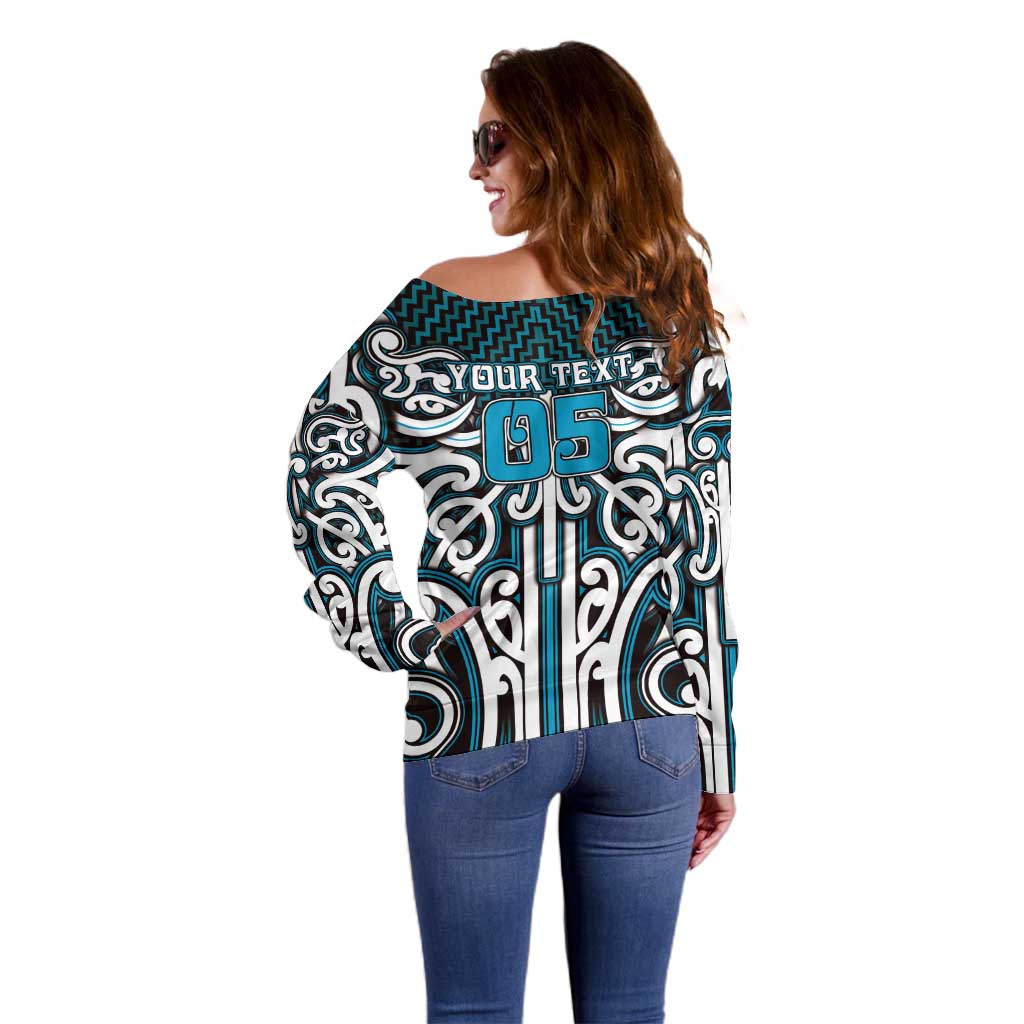 Custom Aotearoa Ngati Porou Off Shoulder Sweater Maori Tribal Pattern Mix Poutama LT05 - Polynesian Pride