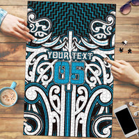 Custom Aotearoa Ngati Porou Puzzle Maori Tribal Pattern Mix Poutama LT05 Blue - Polynesian Pride