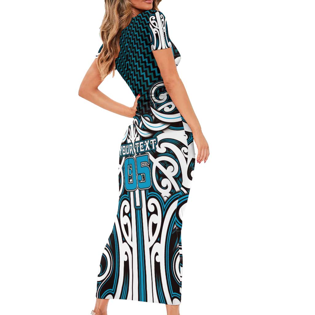 Custom Aotearoa Ngati Porou Short Sleeve Bodycon Dress Maori Tribal Pattern Mix Poutama LT05 - Polynesian Pride