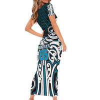 Custom Aotearoa Ngati Porou Short Sleeve Bodycon Dress Maori Tribal Pattern Mix Poutama LT05 - Polynesian Pride