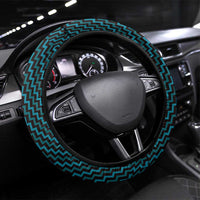 Aotearoa Ngati Porou Steering Wheel Cover Maori Tribal Pattern Mix Poutama LT05 Universal Fit Blue - Polynesian Pride
