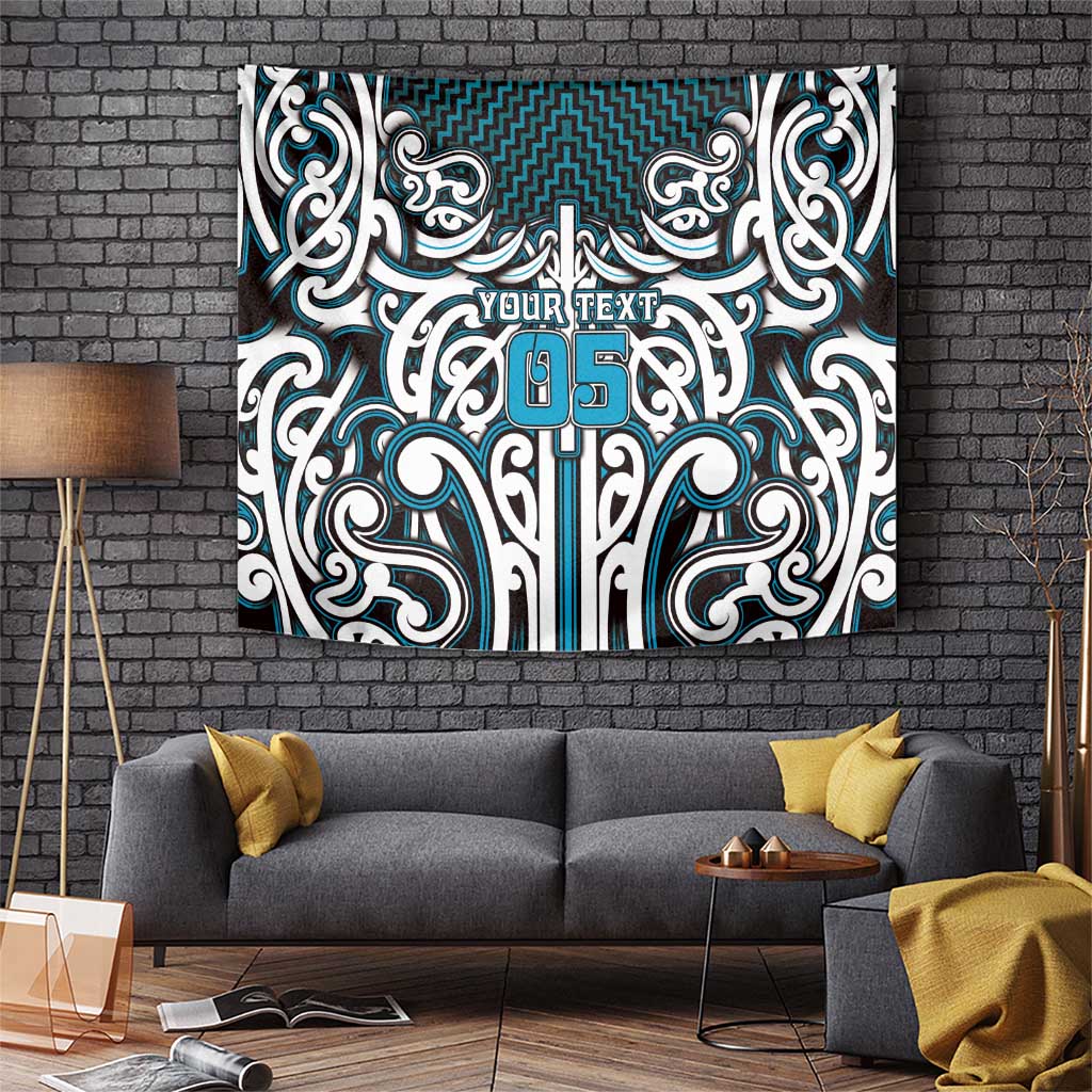 Custom Aotearoa Ngati Porou Tapestry Maori Tribal Pattern Mix Poutama LT05 Blue - Polynesian Pride