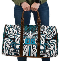 Custom Aotearoa Ngati Porou Travel Bag Maori Tribal Pattern Mix Poutama LT05 Blue - Polynesian Pride