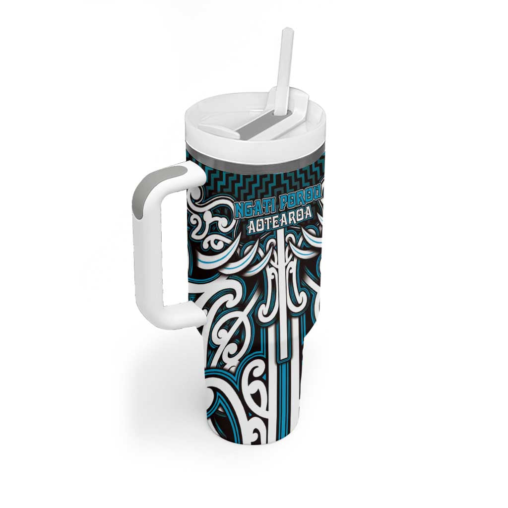 Custom Aotearoa Ngati Porou Tumbler With Handle Maori Tribal Pattern Mix Poutama LT05 - Polynesian Pride