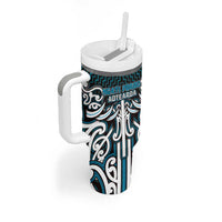 Custom Aotearoa Ngati Porou Tumbler With Handle Maori Tribal Pattern Mix Poutama LT05 - Polynesian Pride