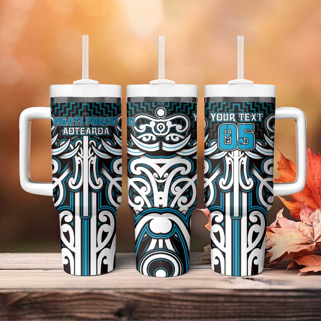 Custom Aotearoa Ngati Porou Tumbler With Handle Maori Tribal Pattern Mix Poutama LT05 - Polynesian Pride
