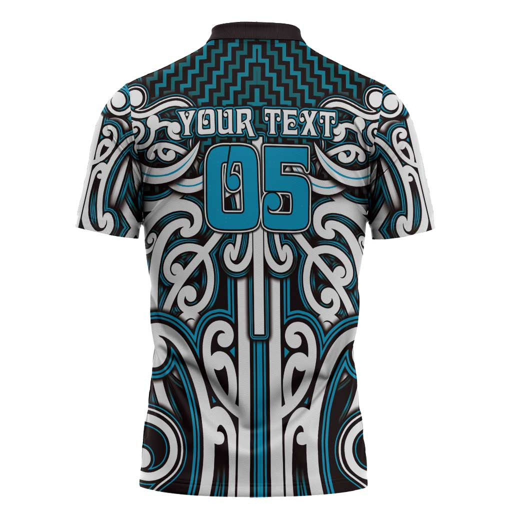 Custom Aotearoa Ngati Porou Zipper Polo Shirt Maori Tribal Pattern Mix Poutama LT05 - Polynesian Pride