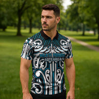 Custom Aotearoa Ngati Porou Zipper Polo Shirt Maori Tribal Pattern Mix Poutama LT05 - Polynesian Pride