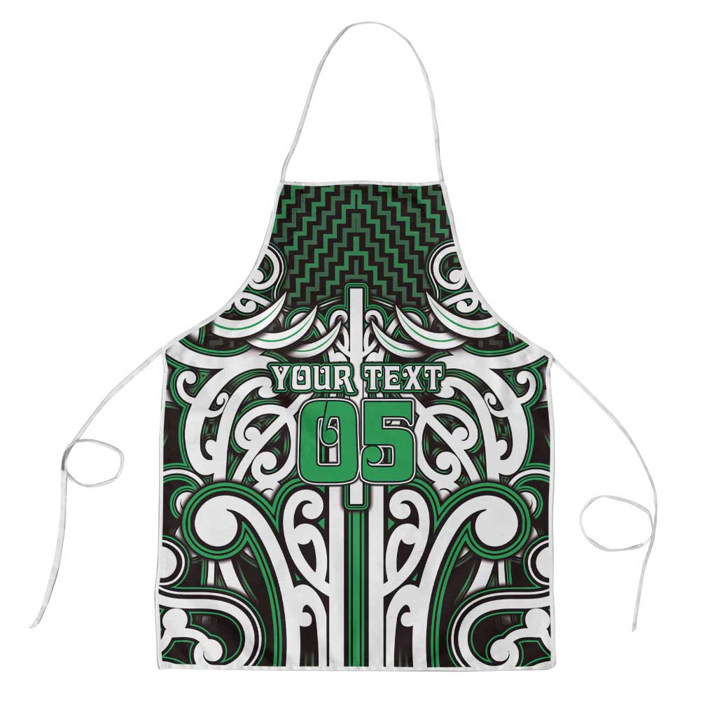 Custom Aotearoa Ngai Tahu Apron Maori Tribal Pattern Mix Poutama LT05 Green - Polynesian Pride