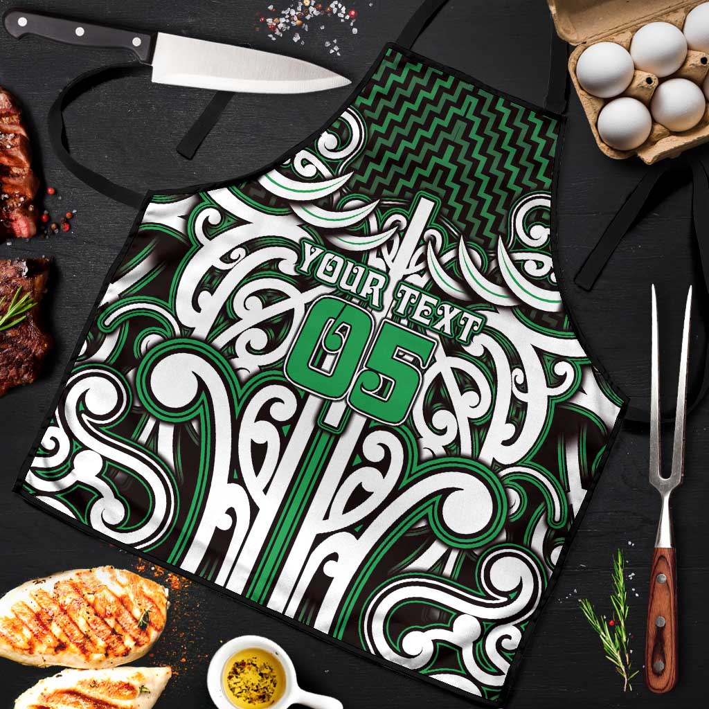 Custom Aotearoa Ngai Tahu Apron Maori Tribal Pattern Mix Poutama LT05 Green - Polynesian Pride
