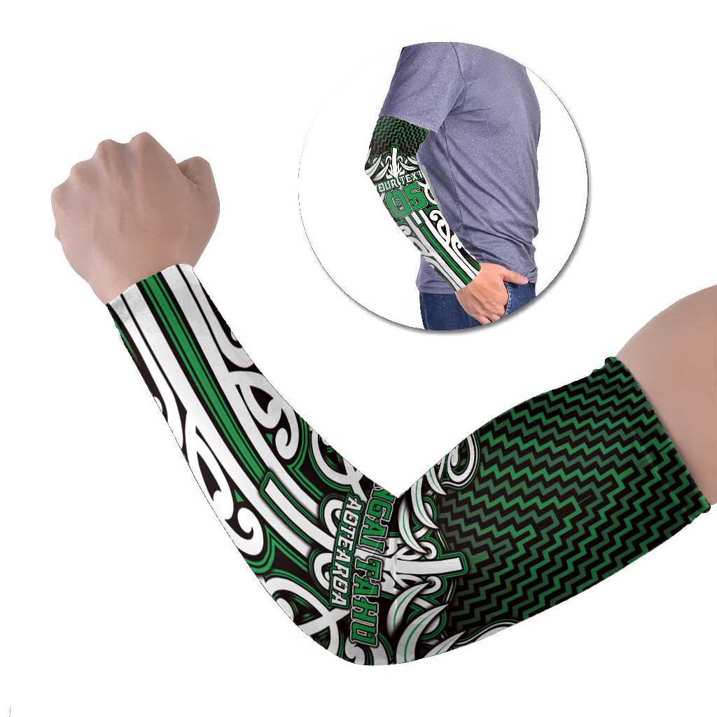 Custom Aotearoa Ngai Tahu Arm Sleeves Maori Tribal Pattern Mix Poutama LT05 Set of 2 Green - Polynesian Pride