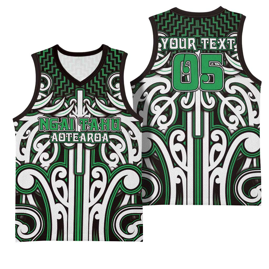 Custom Aotearoa Ngai Tahu Basketball Jersey Maori Tribal Pattern Mix Poutama LT05 - Polynesian Pride