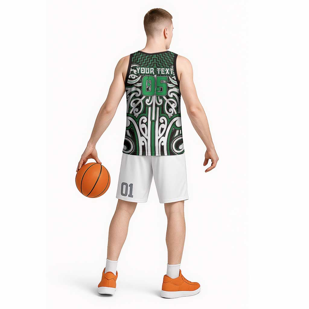 Custom Aotearoa Ngai Tahu Basketball Jersey Maori Tribal Pattern Mix Poutama LT05 - Polynesian Pride