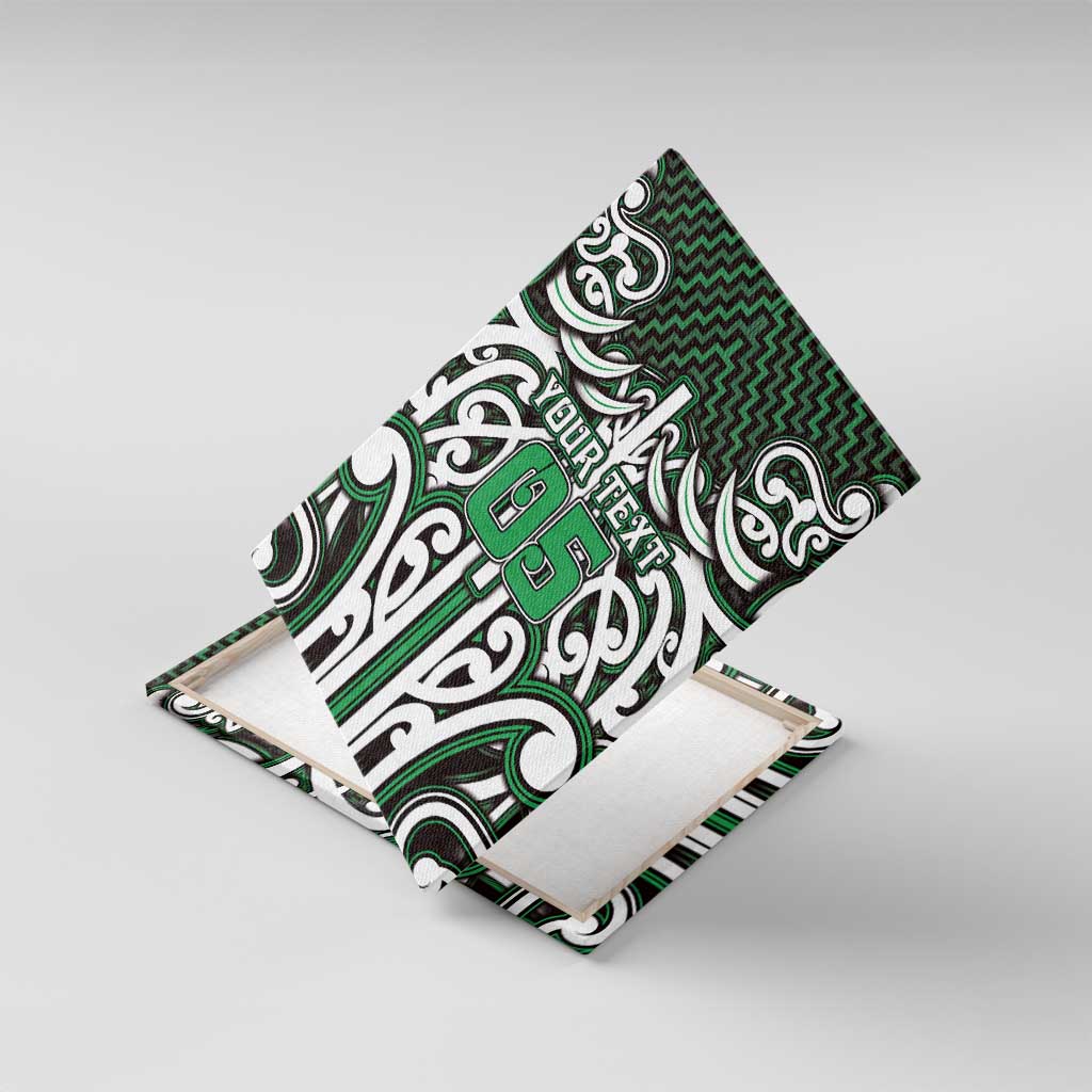 Custom Aotearoa Ngai Tahu Canvas Wall Art Maori Tribal Pattern Mix Poutama LT05 With Frame Green - Polynesian Pride