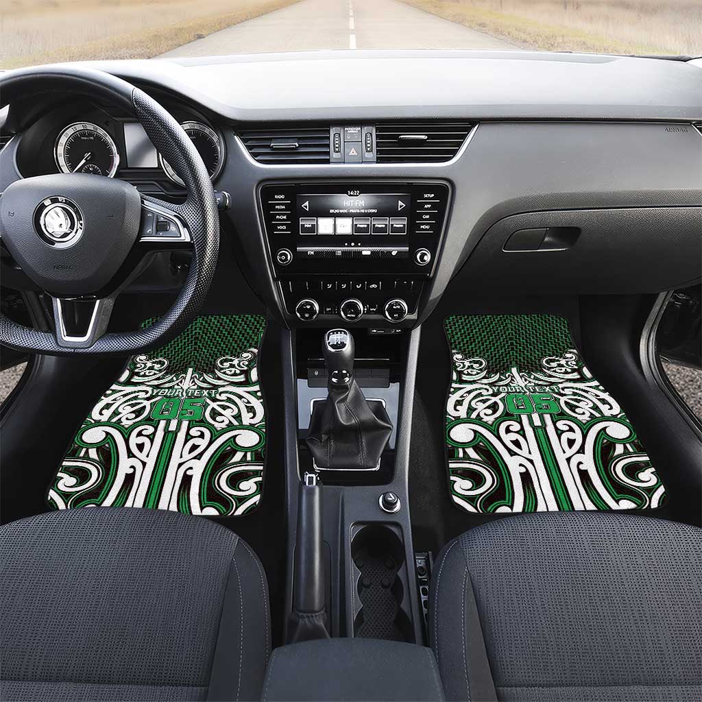 Custom Aotearoa Ngai Tahu Car Mats Maori Tribal Pattern Mix Poutama LT05 Set 2pcs - Front Green - Polynesian Pride