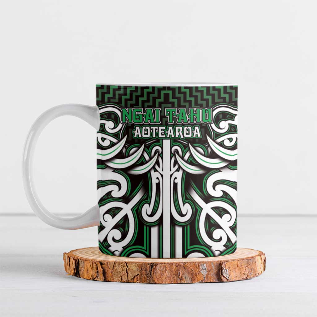 Custom Aotearoa Ngai Tahu Ceramic Mug Maori Tribal Pattern Mix Poutama LT05 Green - Polynesian Pride
