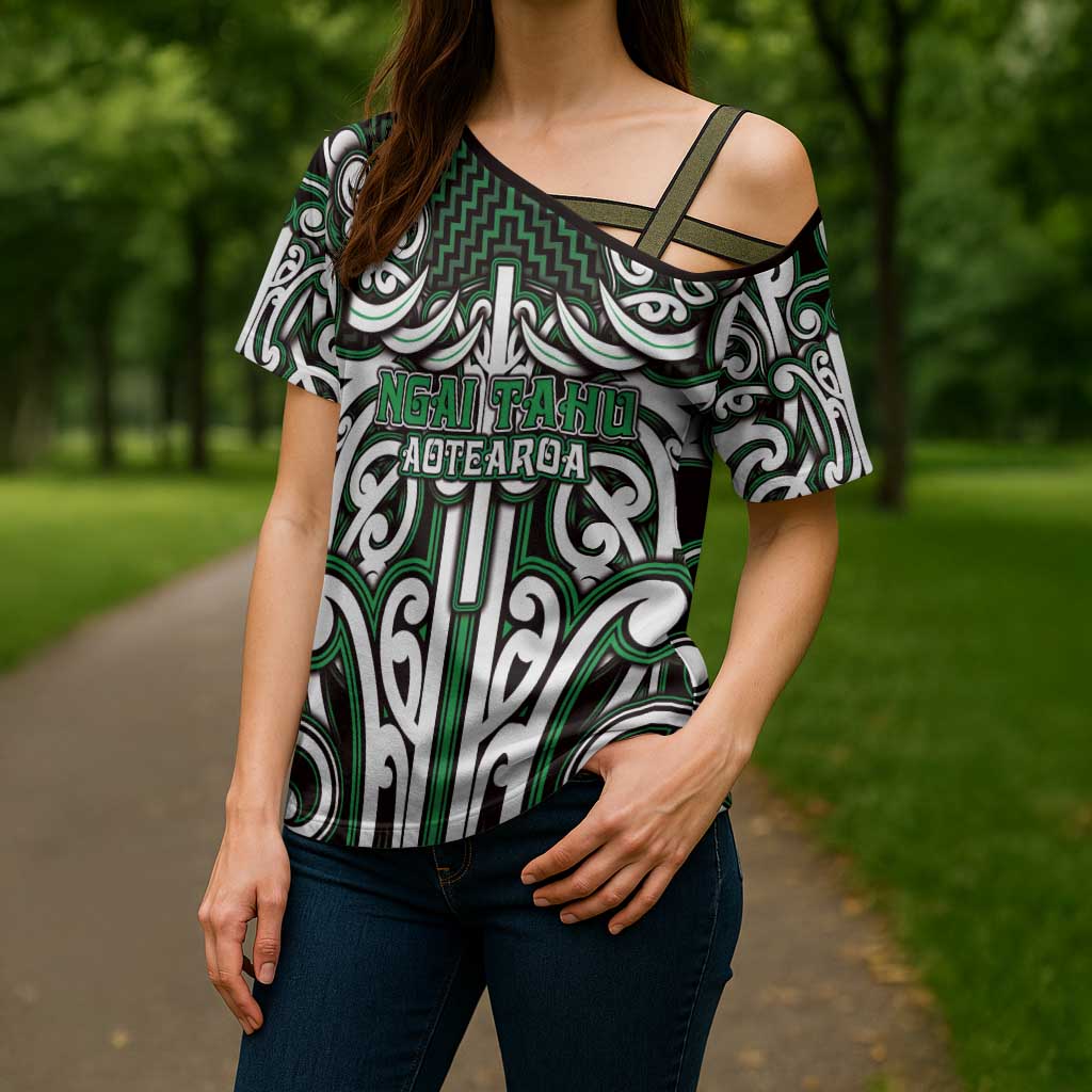 Custom Aotearoa Ngai Tahu Cross Shoulder Shirt Maori Tribal Pattern Mix Poutama LT05 - Polynesian Pride
