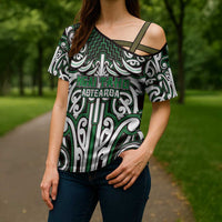 Custom Aotearoa Ngai Tahu Cross Shoulder Shirt Maori Tribal Pattern Mix Poutama LT05 - Polynesian Pride